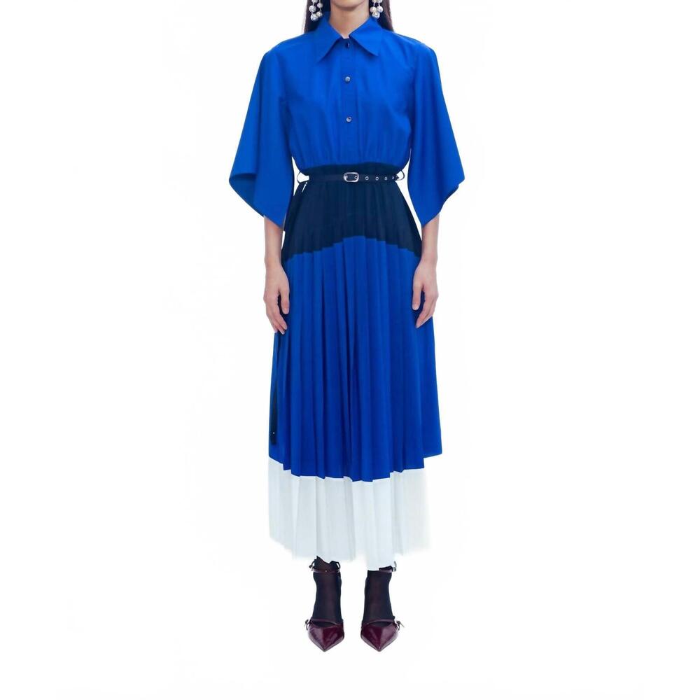 NEW LOVEBIRDS mirage midi dress in cobalt blue, black, ivory